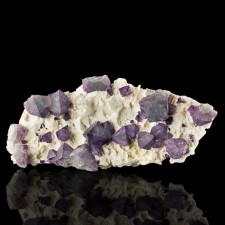 5.2" FLUORITE Purple & Green Octahedral Crystals on White Quartz China for sale 5.2" FLUORITE Purple & Green Octahedral Crystals on White Quartz China for sale