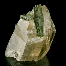 2.9" Deep Green EPIDOTE Crystals On+Through Clear Quartz Crystal Brazil for sale 2.9" Deep Green EPIDOTE Crystals On+Through Clear Quartz Crystal Brazil for sale