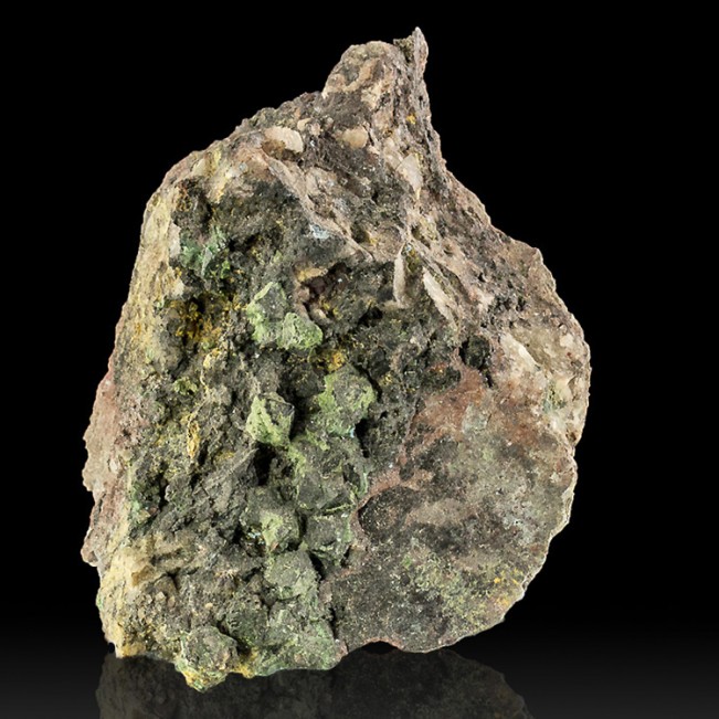 3.2" Rare Dark Green Octahedral LIBETHENITE Crystals in Open Vug Congo for sale