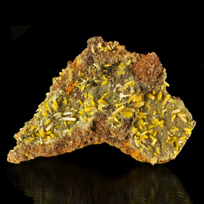 4.3" YellowGold BIPYRAMIDAL WULFENITE Crystals on Green Mimetite Mexico for sale