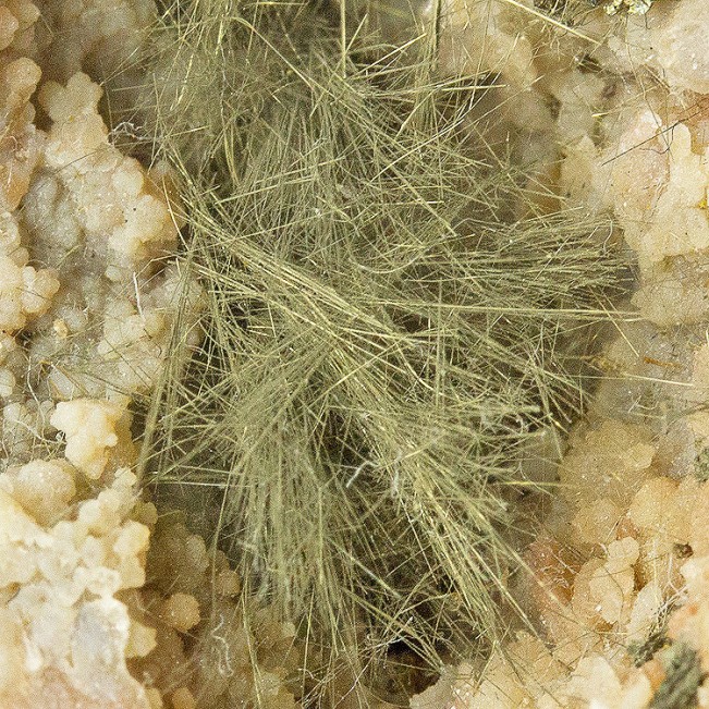 1.4" Silver Gray Hairy MILLERITE Sharp Needle Crystals in Geode KY for sale