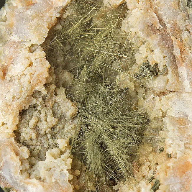 1.4" Silver Gray Hairy MILLERITE Sharp Needle Crystals in Geode KY for sale