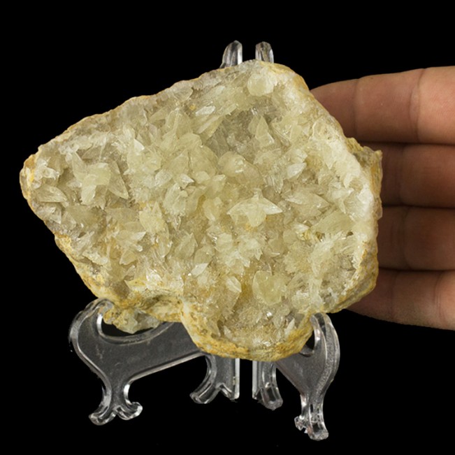 4.7" Gemmy Golden CALCITE GEODE Section Sharp Crystals Aouli Morocco for sale