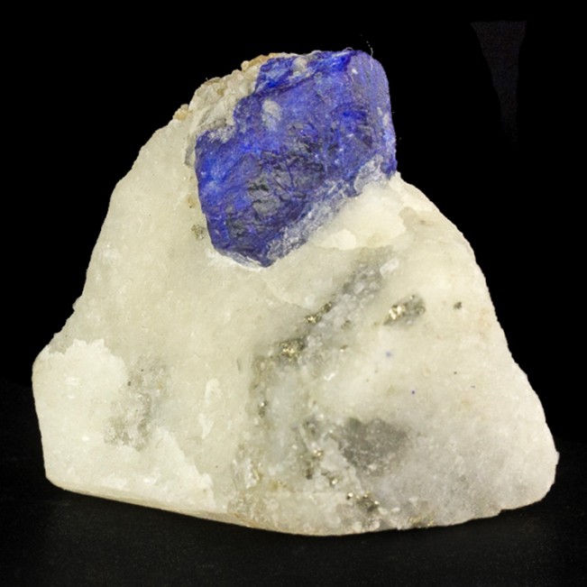 1.1" Deep Blue LAZURITE LAPIS LAZULI Crystal in 2.1" Marble Afghanistan for sale