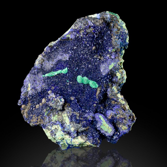 4" Navy Blue AZURITE Crystals with Green MALACHITE on Matrix China for sale