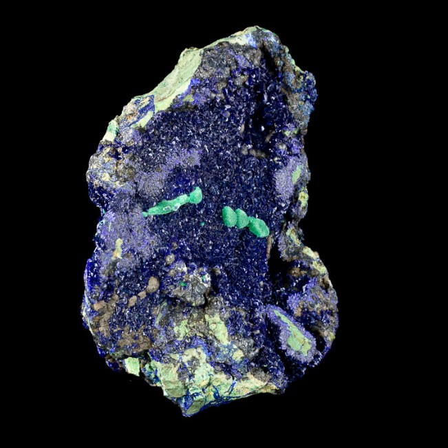 4" Navy Blue AZURITE Crystals with Green MALACHITE on Matrix China for sale