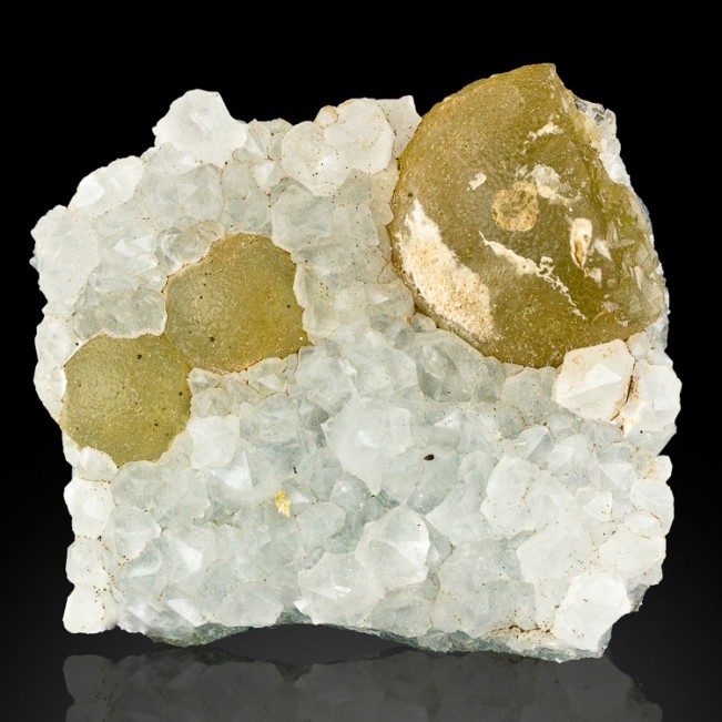 3.8" 3 Fried Eggs GOLD BALL FLUORITE on Clear Quartz Matrix India for sale