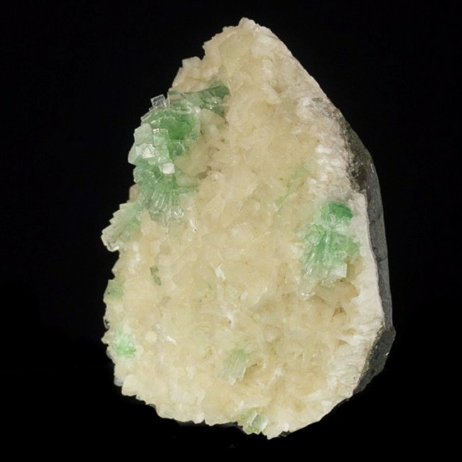 5.9" BrightGreen DISCO-BALL APOPHYLLITE Crystals onWhite Stilbite India for sale