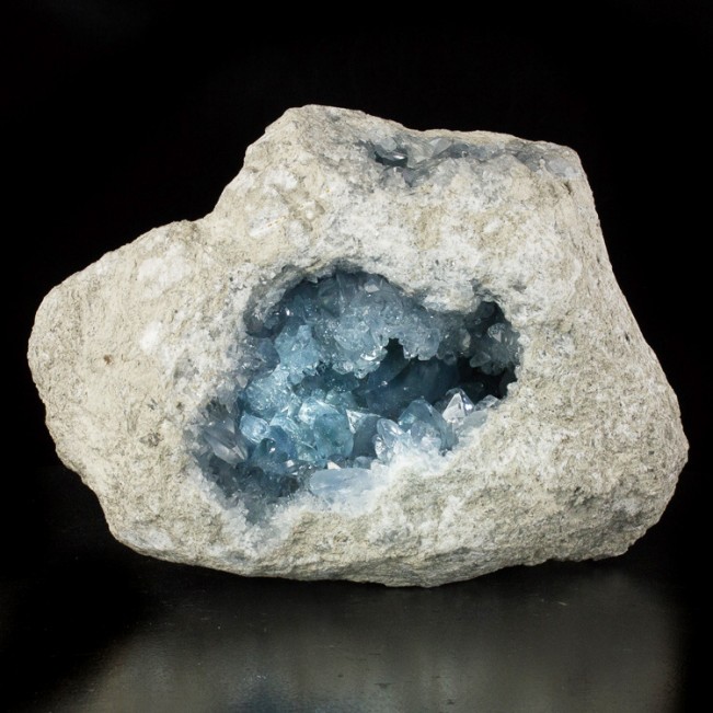 31LB 11.5" Jumbo CELESTITE Geode Filled w/AquaBlue Crystals Madagascar for sale