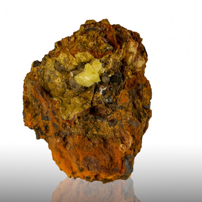 3.1" Yellow Green ADAMITE Sharp Lustrous Crystals on Limonite Mexico for sale