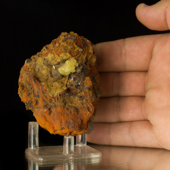 3.1" Yellow Green ADAMITE Sharp Lustrous Crystals on Limonite Mexico for sale