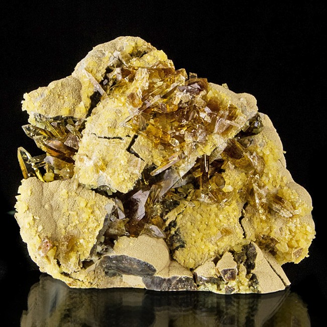 4.1" Gem Clear HoneyGold BARITE Crystals in Vugs on Matrix Elk Creek SD for sale