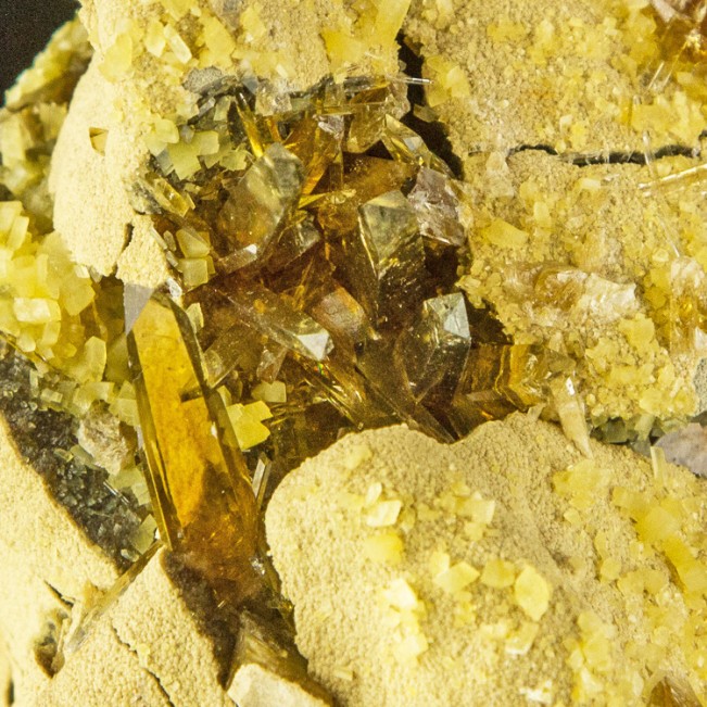 4.1" Gem Clear HoneyGold BARITE Crystals in Vugs on Matrix Elk Creek SD for sale