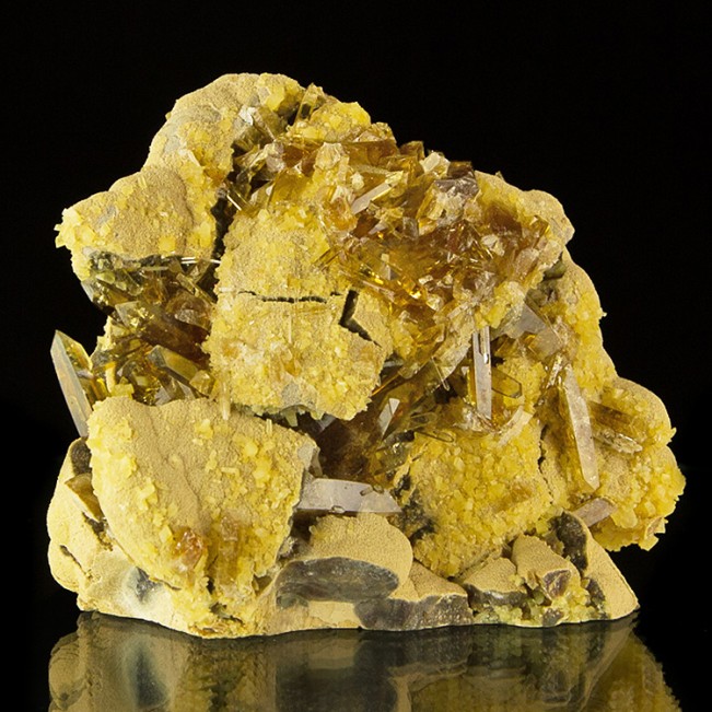 4.1" Gem Clear HoneyGold BARITE Crystals in Vugs on Matrix Elk Creek SD for sale