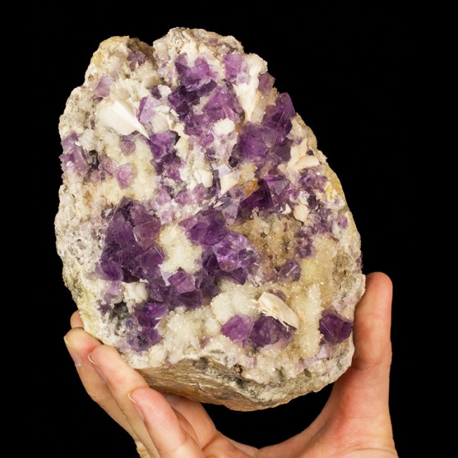 5.4" GlassyPurple FLUORITE Cubic Crystals w/Barite, Quartz Berbes Spain for sale