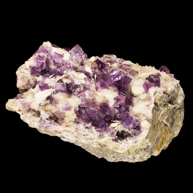 5.4" GlassyPurple FLUORITE Cubic Crystals w/Barite, Quartz Berbes Spain for sale