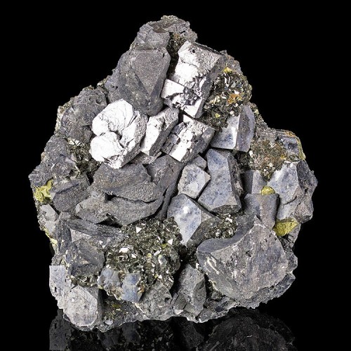 3.1" Shiny Silver Gray GALENA Flattened Cuboc...