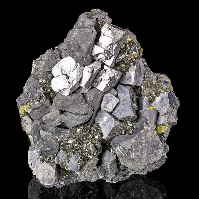 3.1" Shiny Silver Gray GALENA Flattened Cuboctahedral Crystals Bulgaria for sale