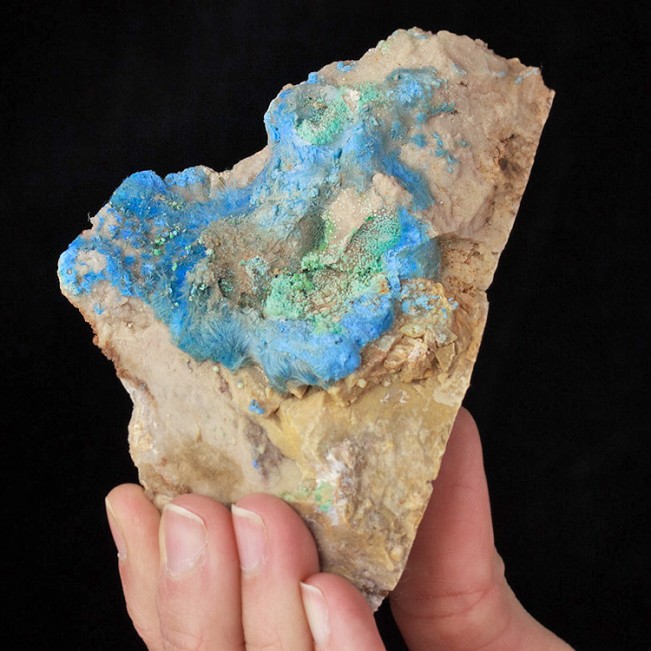 4" Neon Turquoise Blue CYANOTRICHITE Acicular Fuzzy Crystals China for sale