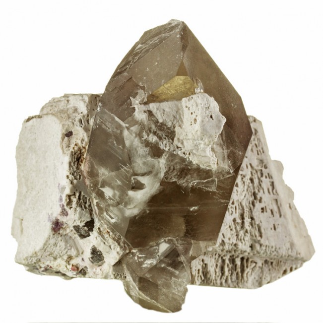 3" Gray SMOKY QUARTZ Crystal on 4.3" MICROCLINE Crystal Himalaya M for sale