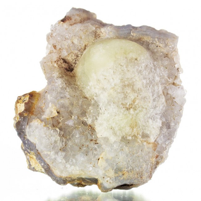 3.9" Pale Yellow BALL FLUORITE Crystal on Sparkly Clear Quartz India for sale