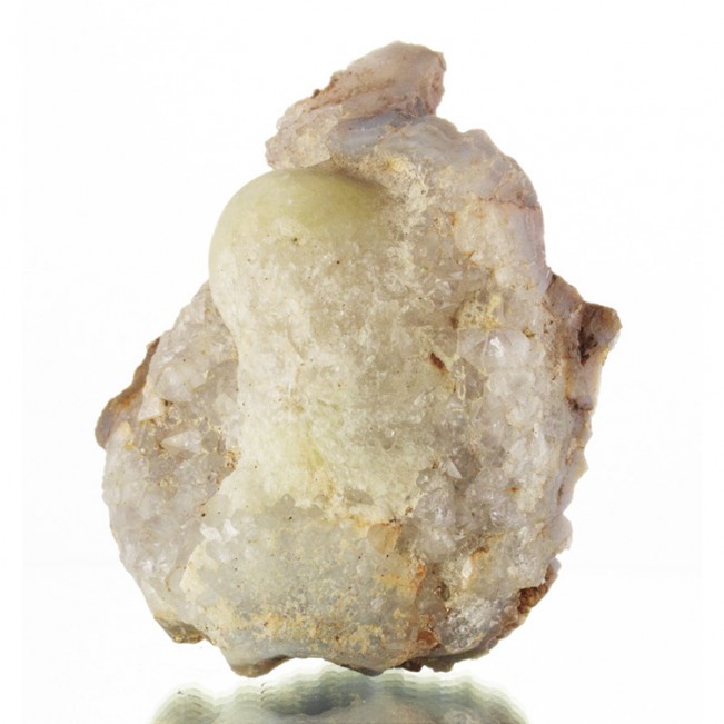 3.9" Pale Yellow BALL FLUORITE Crystal on Sparkly Clear Quartz India for sale