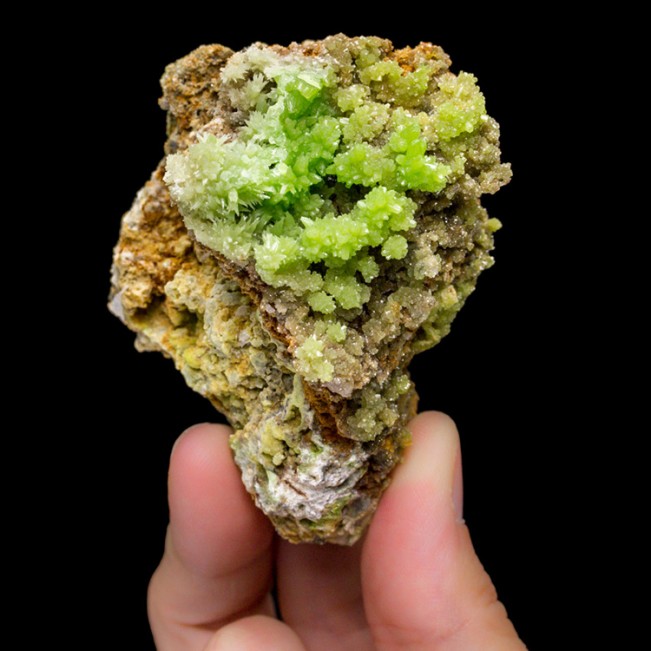 2.2" Sparkly Lime Green PYROMORPHITE Crystals to 3mm Daoping Mine China for sale