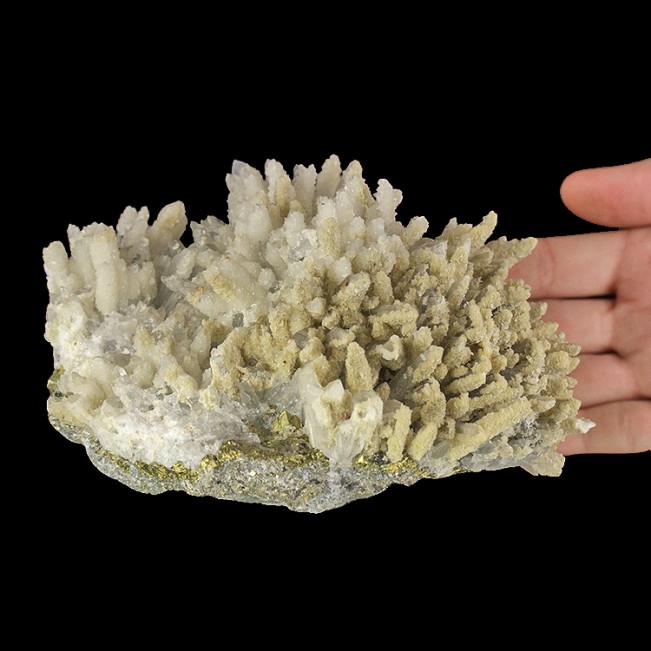 6.3" Spiky QUARTZ Crystals w/CALCITE Backcoating +CHALCOPYRITE Romania for sale