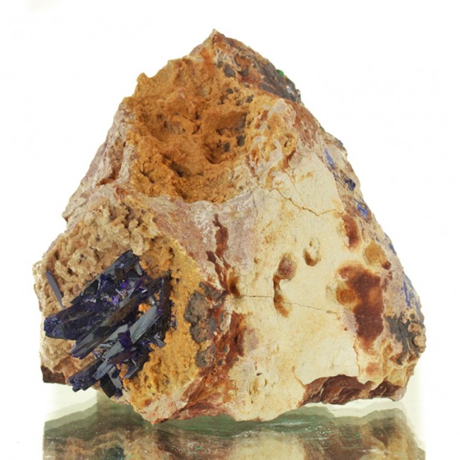 2.9" RazorSharp MirrorBrite DarkBlue AZURITE Crystals on Matrix Morocco for sale