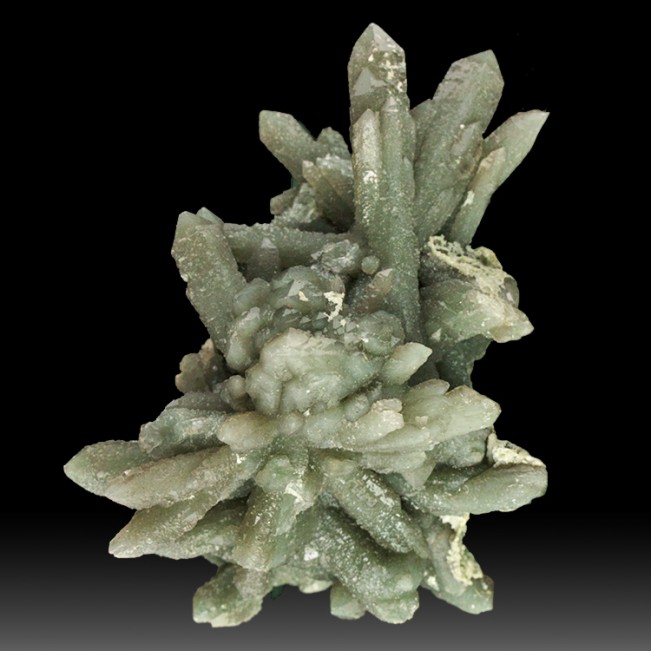 3.3" RadiatingSprays of Terminated GREEN PRASE QUARTZ Crystals Mongolia for sale