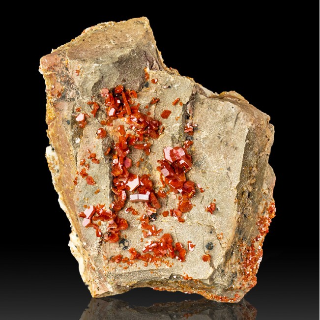 5.4" BrilliantRed VANADANITE Sparkling Sharp Crystals on Matrix Morocco for sale