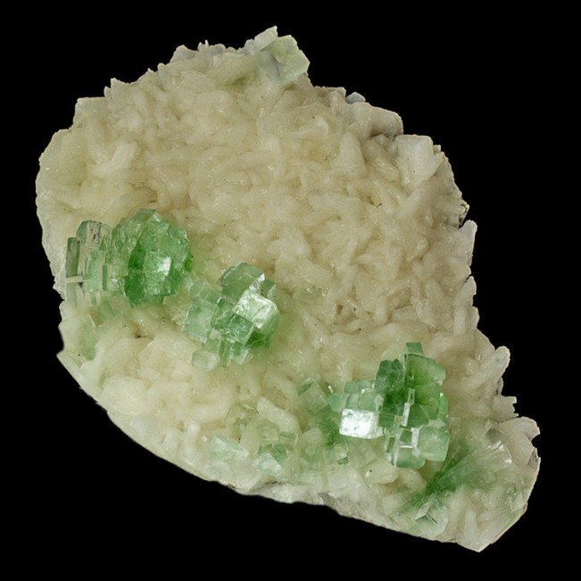 5" Gemmy GREEN APOPHYLLITE Disco Ball Crystals on White Stilbite India for sale