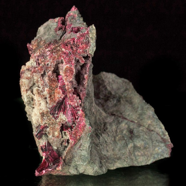 3" Magenta Purple ERYTHRITE Sharp Lustrous Crystals in Matrix Morocco for sale