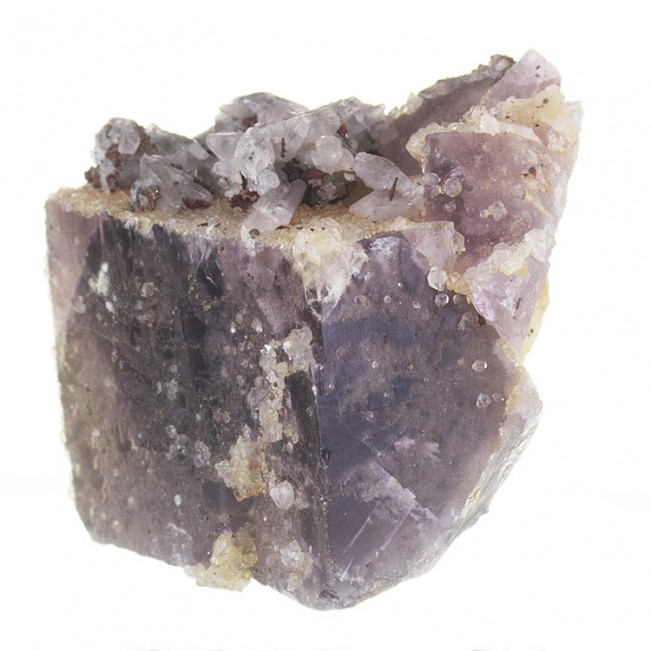 2.4" Lustrous Sharp Purple Cubic FLUORITE Crystals w/Calcite Morocco for sale