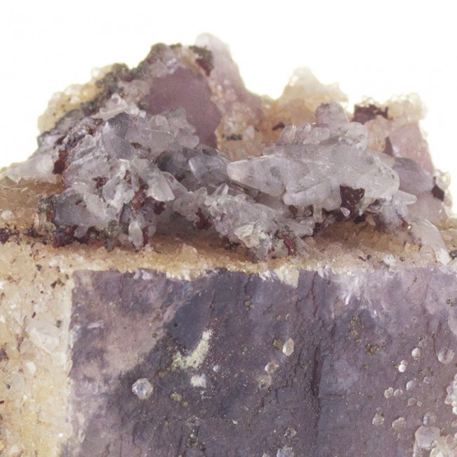 2.4" Lustrous Sharp Purple Cubic FLUORITE Crystals w/Calcite Morocco for sale