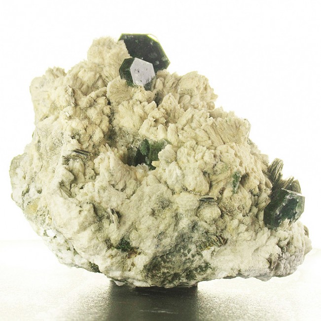 5.5" Museum DarkGreen APATITE Crystals on Clevelandite Sapo Mine Brazil for sale