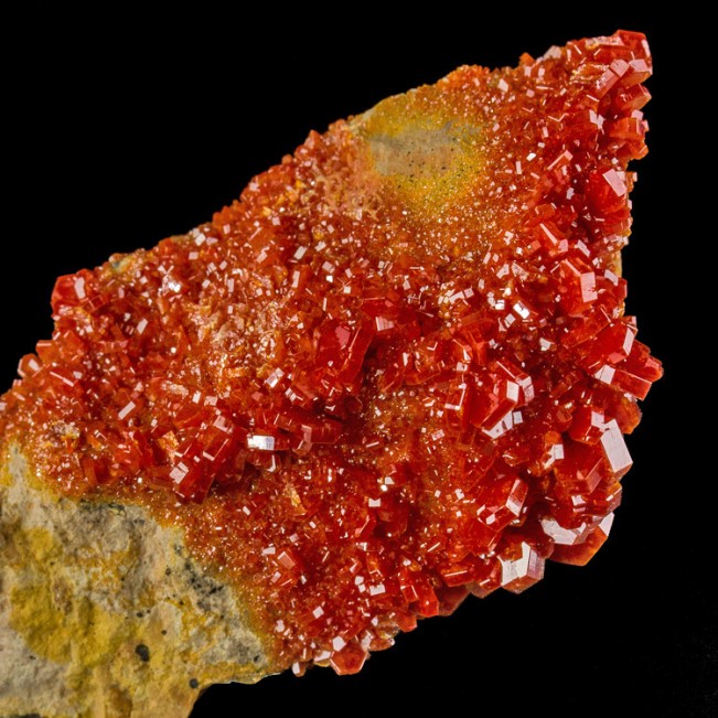 3.6" Bright Red VANADANITE WetLook Hexagonal Crystals on Matrix Morocco for sale