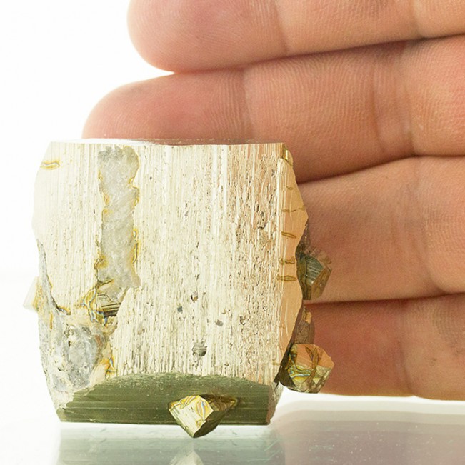1.9" Brassy Golden PYRITE Sharp Pseudocubic Crystals Quiruvilca Peru for sale