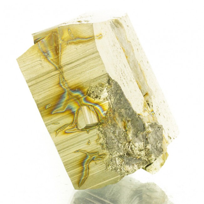 1.9" Brassy Golden PYRITE Sharp Pseudocubic Crystals Quiruvilca Peru for sale