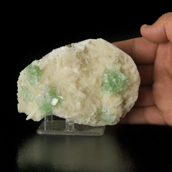 4.8" Disco Ball APOPHYLLITE Gem Green Crystals on White Stilbite India for sale