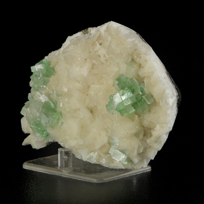 4.8" Disco Ball APOPHYLLITE Gem Green Crystals on White Stilbite India for sale