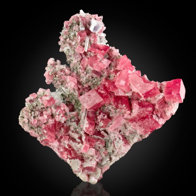 3" Vibrant Cherry Red RHODOCHROSITE Crystals +Quartz Sweet Home Mine CO for sale