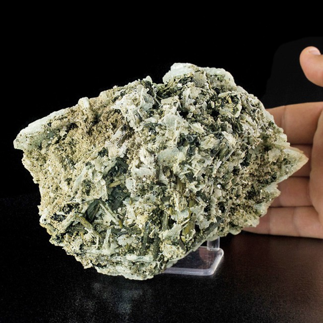 7.2" Green TOURMALINE Crystals on Bladed Blue CLEAVELANDITE Brazil for sale