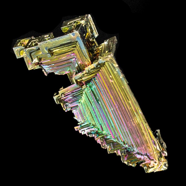 2.3" Deeply Hoppered BISMUTH Crystals Flashy Flamboyant Rainbow Colors for sale