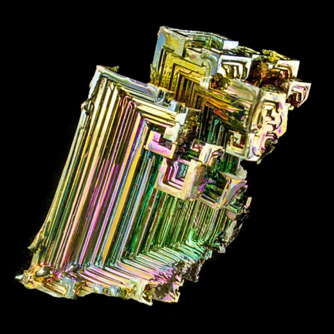 2.3" Deeply Hoppered BISMUTH Crystals Flashy Flamboyant Rainbow Colors for sale