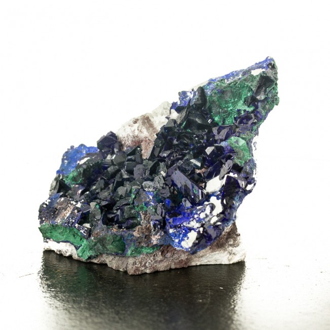 3.6" Shiny Dark Blue AZURITE Sharp Crystals+Malachite Milpillas Mexico for sale