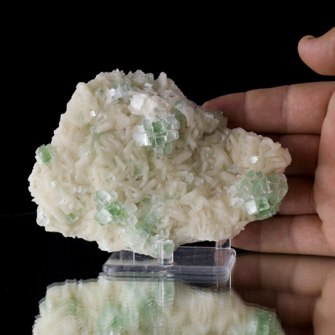 5.1" MultipleMounds ofGreen DISCO BALL APOPHYLLITE +WhiteStilbite India for sale