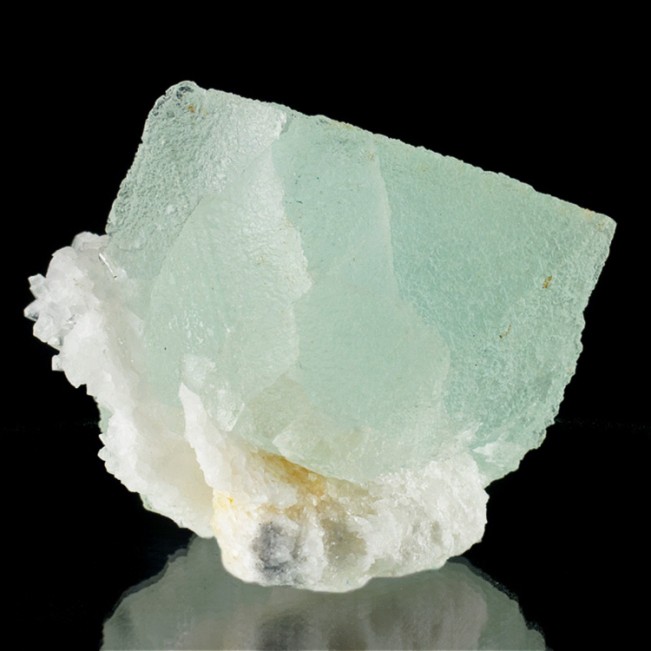 5.3" Natural FLUORITE OCTAHEDRON Crystal Pastel Gem Green w/Quartz Peru for sale