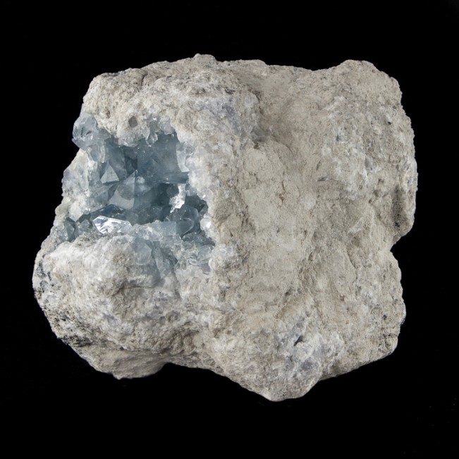9.8" Glassy Sky Blue CELESTITE Gem Crystals Inside a Geode Madagascar for sale