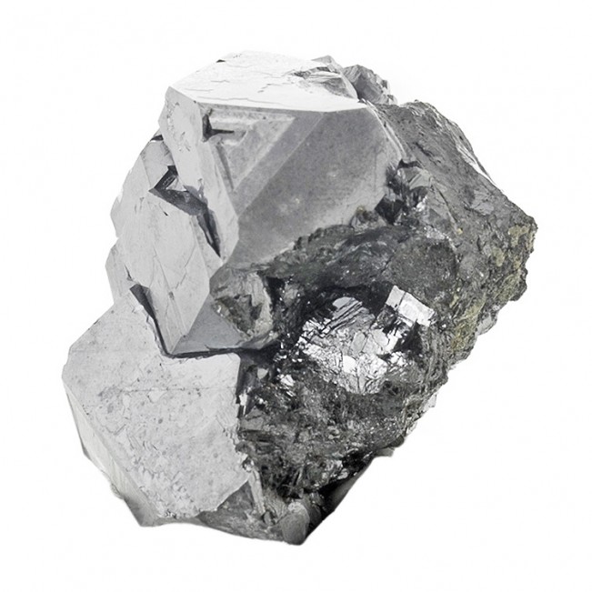 1.7" Bright Metallic Silver GALENA Cube-Octohedral Crystals Bulgaria for sale